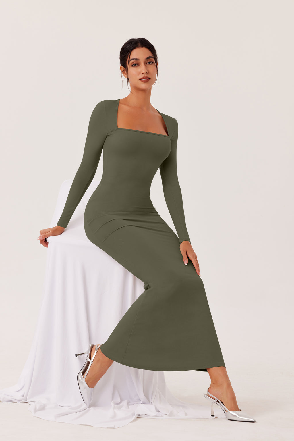 square neck bodycon maxi dress Black Premium Super Soft Square Neck Bodycon Maxi Dress