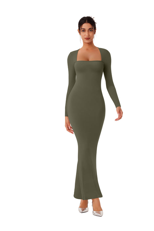 Vestido Sereia com Decote Quadrado Floresta Encantada