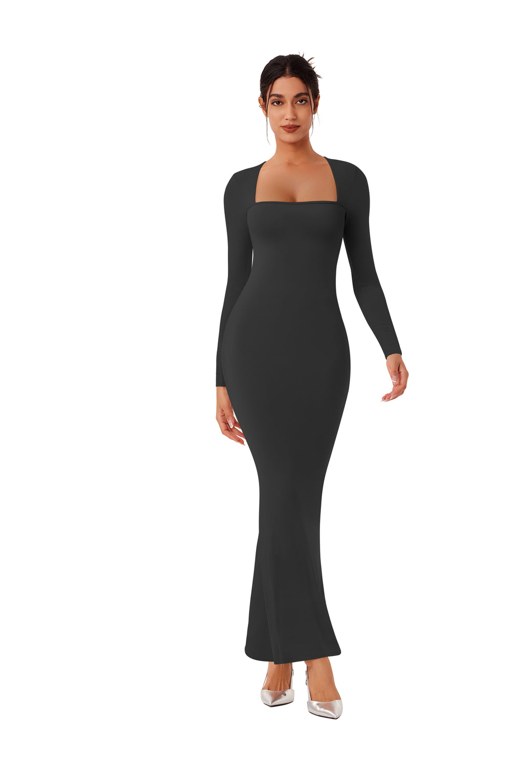 Boston Proper Long Black Sheath Dress Square-neck Bodycon Maxi Dress Lounge Dresses REORIA Boston Proper Long Black Sheath Dress Square-neck Bodycon Maxi Dress Lounge Dresses REORIA