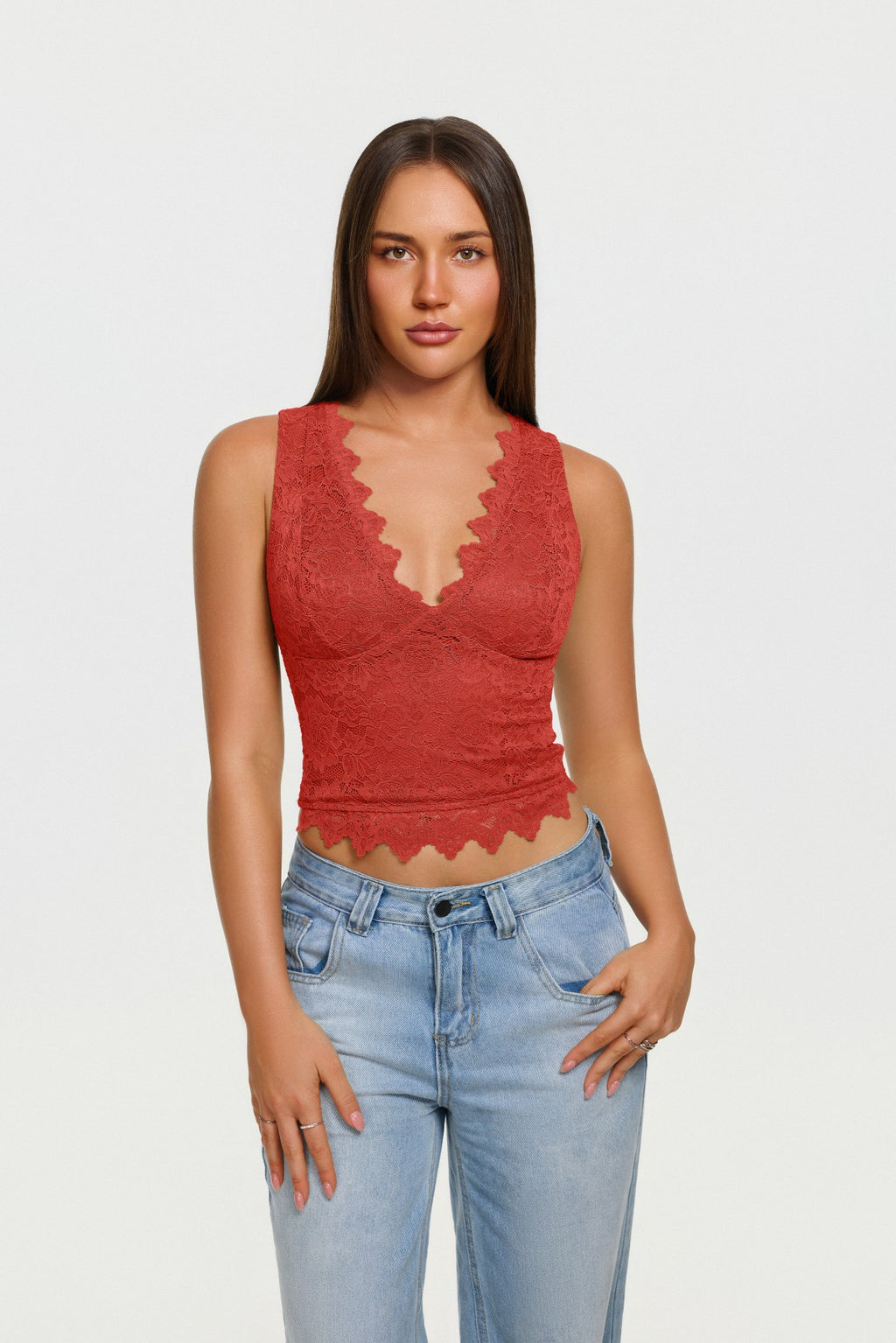 Midnight Elegance Lace V-Neck Crop Top