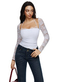 Halter Tie Lace Sheer Long Sleeve Y2K Bodysuits