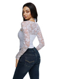 Halter Tie Lace Sheer Long Sleeve Y2K Bodysuits