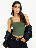 Regata cropped básica de gola quadrada forrada