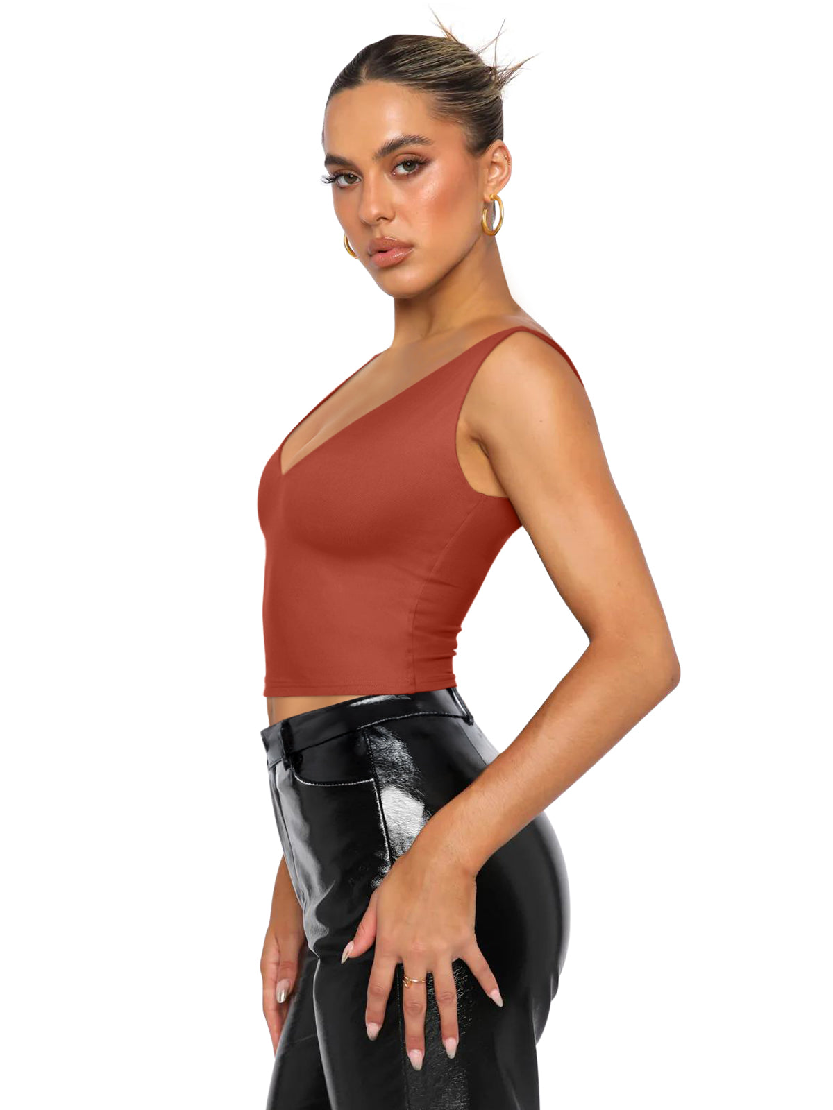 Timeless Charm Deep V Sleeveless Crop Top