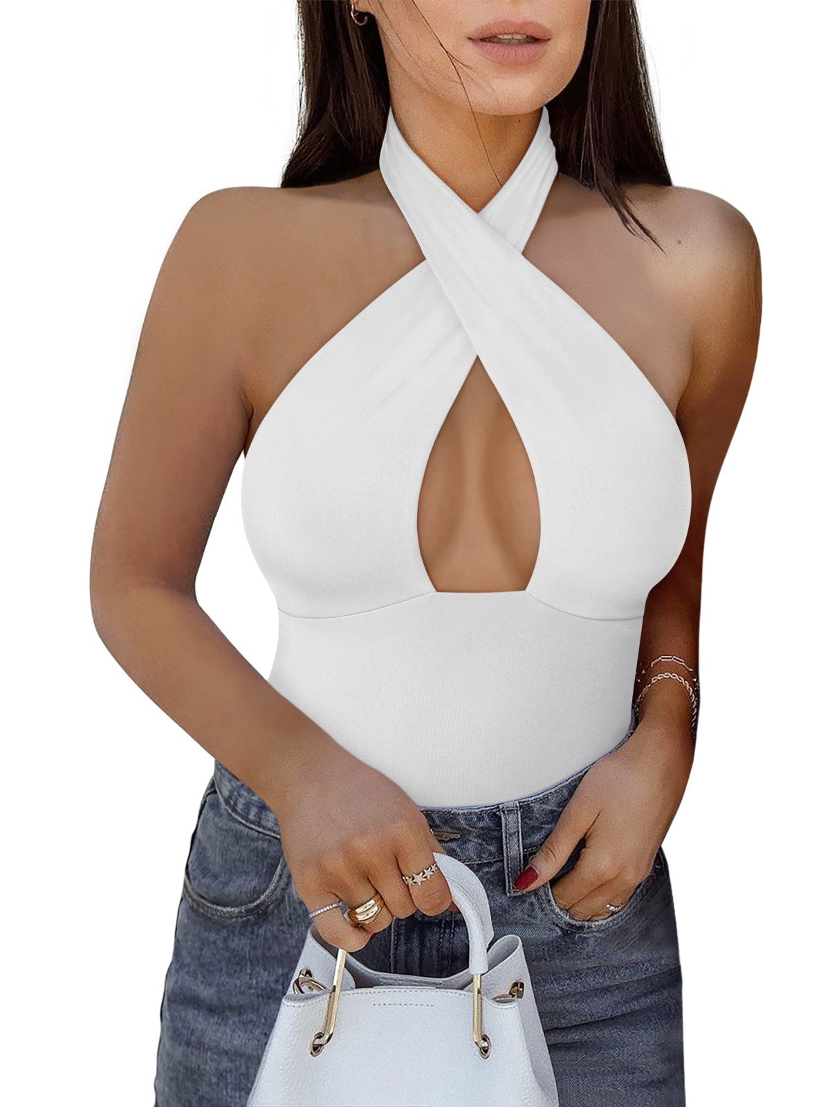 Bodysuits Top Cruzado no Pescoço Mystique