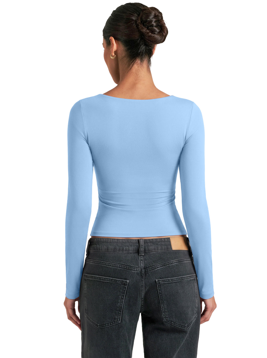 Women's Square Neck Double Lined Long Sleeve Slim Fit Top