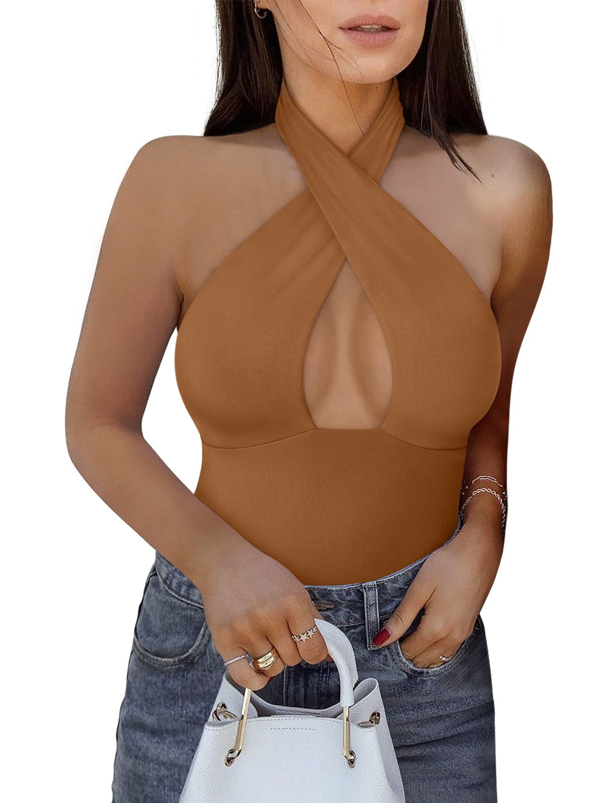 Bodysuits Top Cruzado no Pescoço Mystique