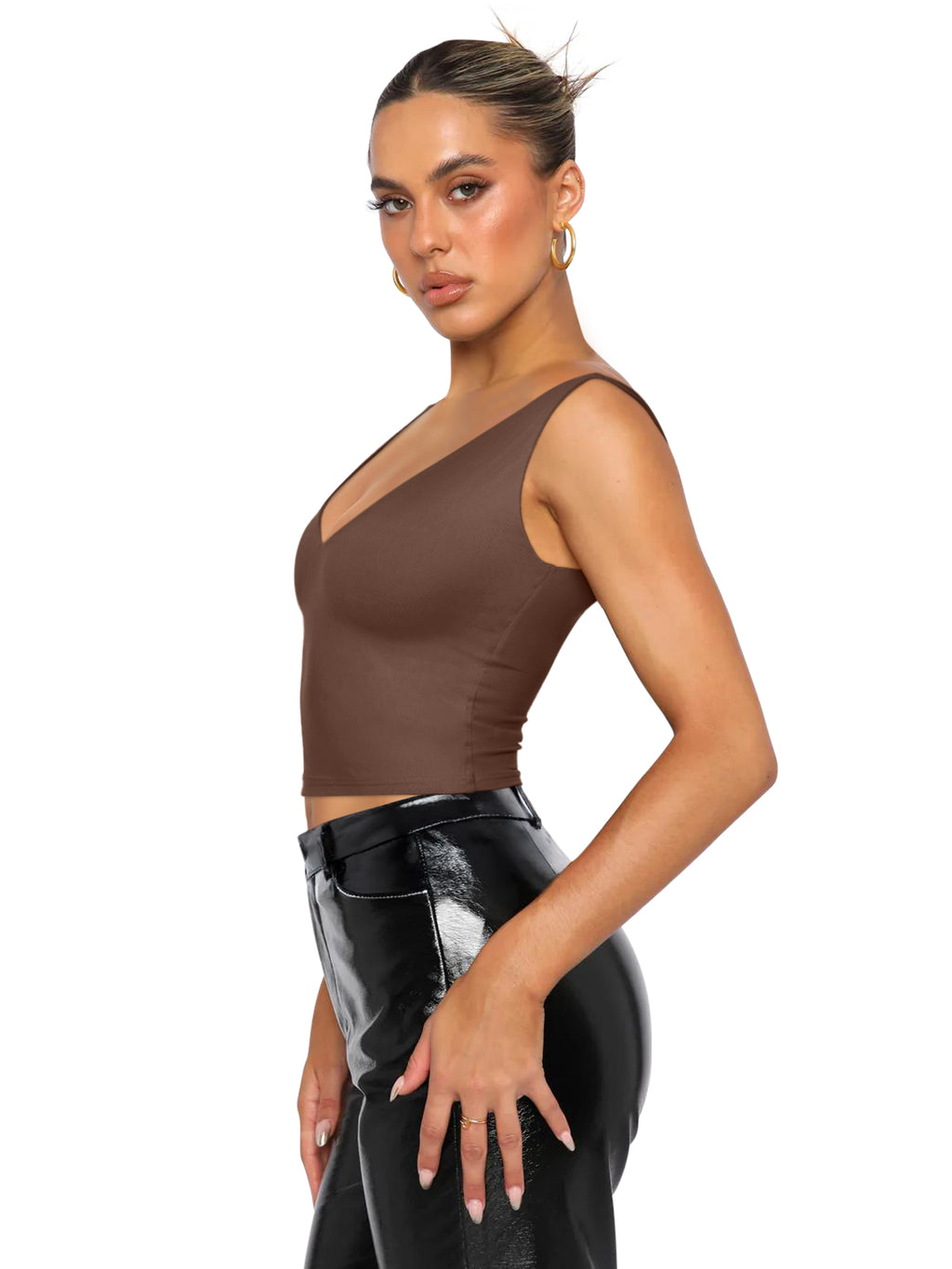 Timeless Charm Deep V Sleeveless Crop Top