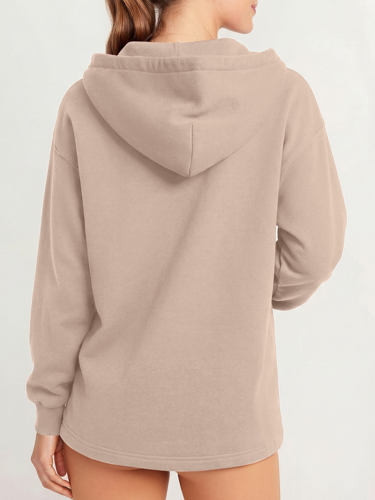 Oversized V Neck Hooded Pullover Sweatshirt