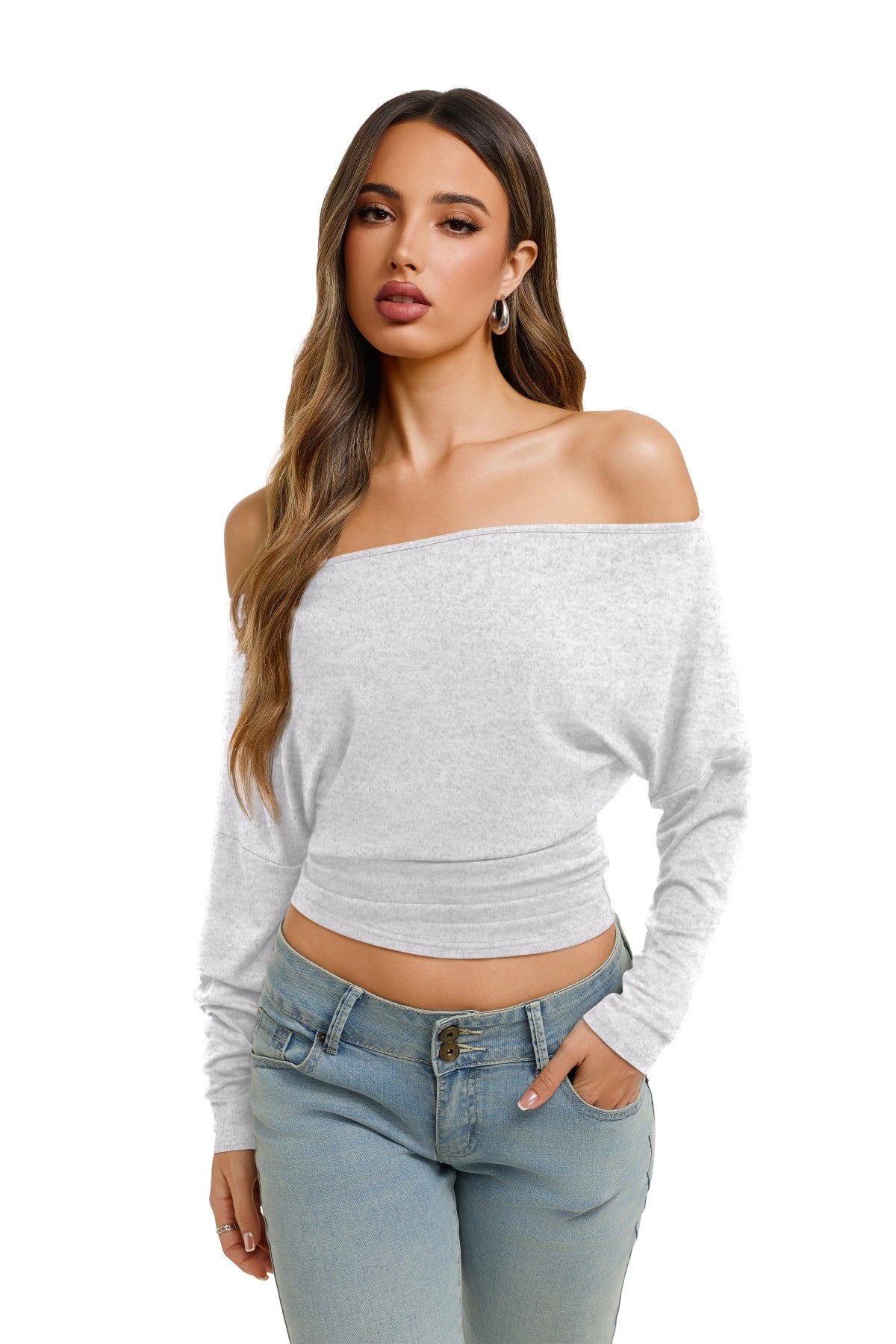 Asymmetrical Off Shoulder Cinched Waist Top