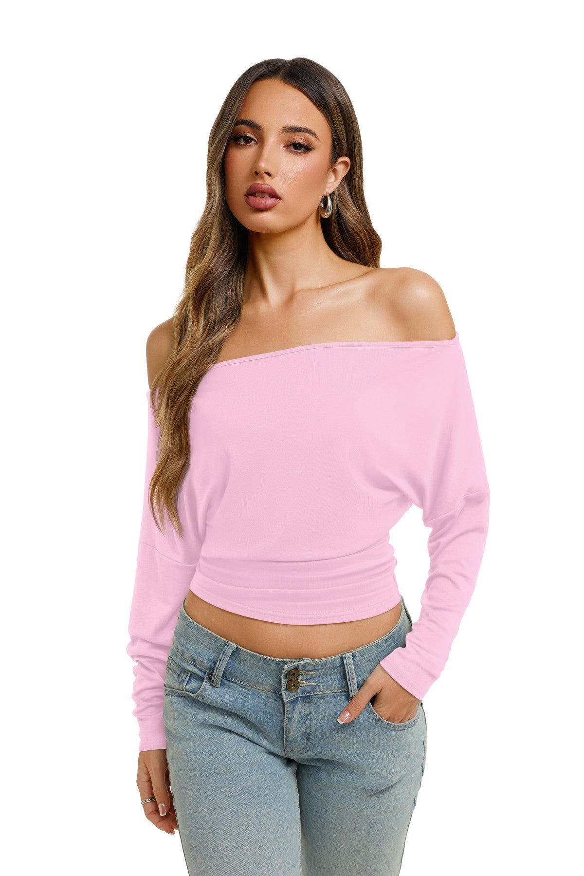 Asymmetrical Off Shoulder Cinched Waist Top