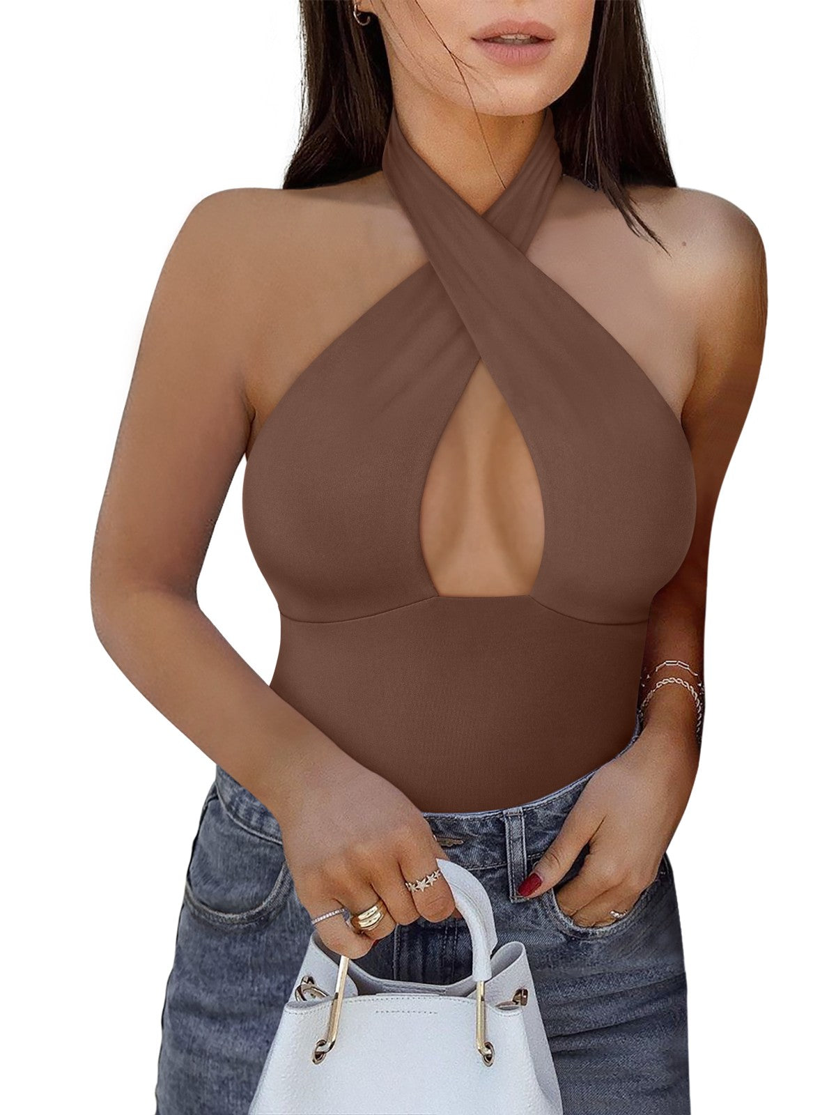 Bodysuits Top Cruzado no Pescoço Mystique