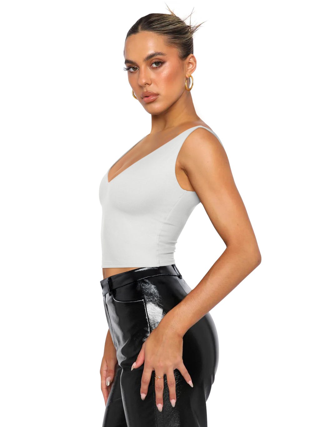 Timeless Charm Deep V Sleeveless Crop Top