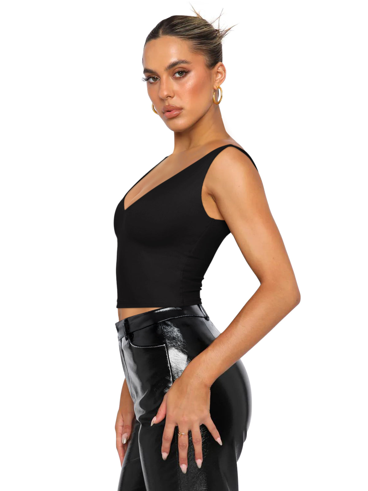 Timeless Charm Deep V Sleeveless Crop Top