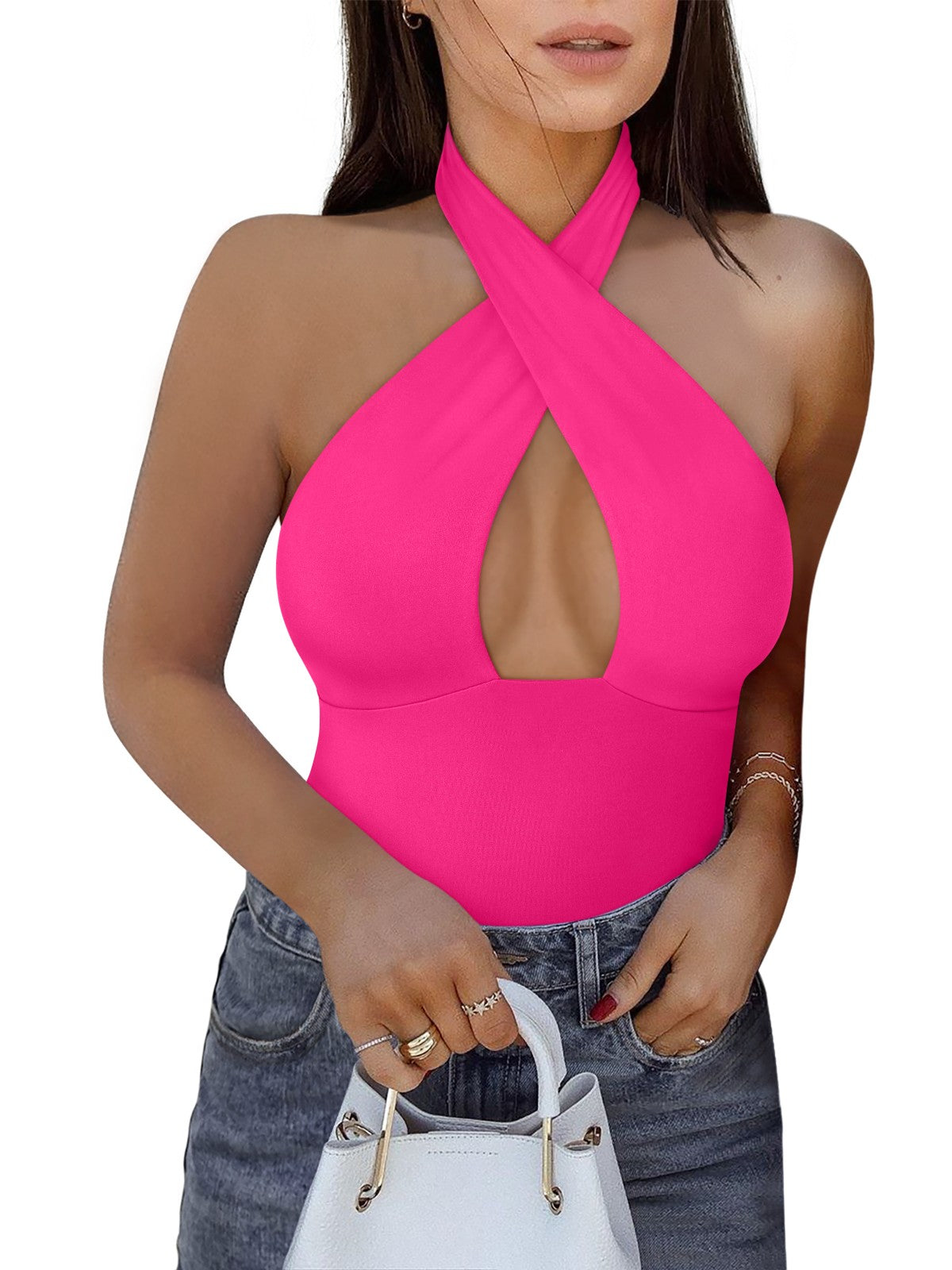 Bodysuits Top Cruzado no Pescoço Mystique
