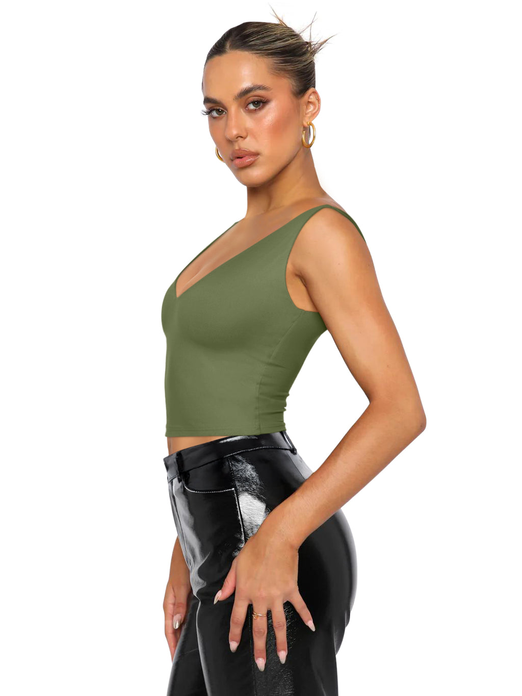 Timeless Charm Deep V Sleeveless Crop Top
