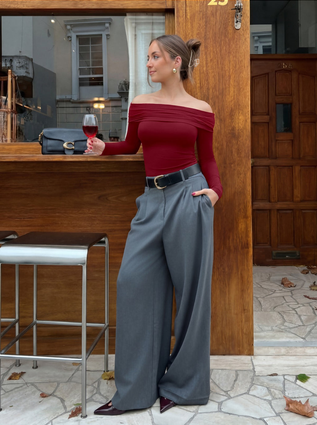 Off Shoulder Long Sleeve Mesh Slim Fit Double Lined Top
