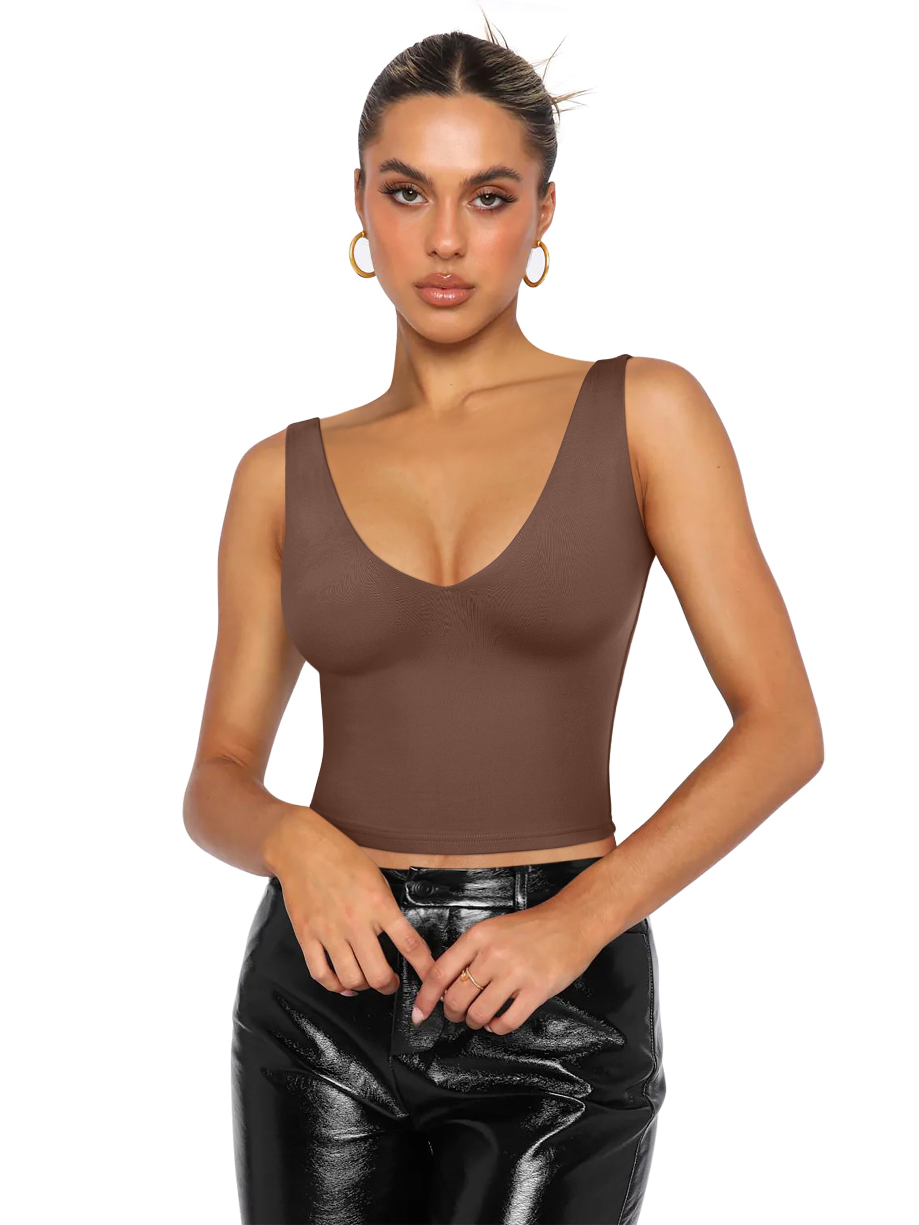 Timeless Charm Deep V Sleeveless Crop Top
