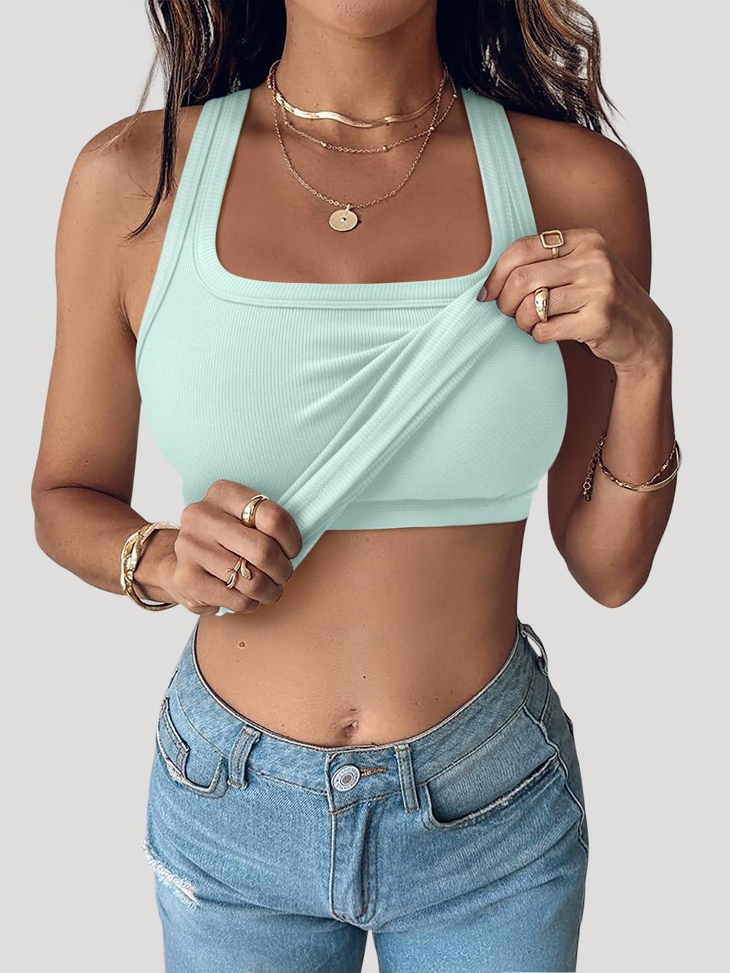 Summer Sleeveless Racerback Casual Ribbed Tops