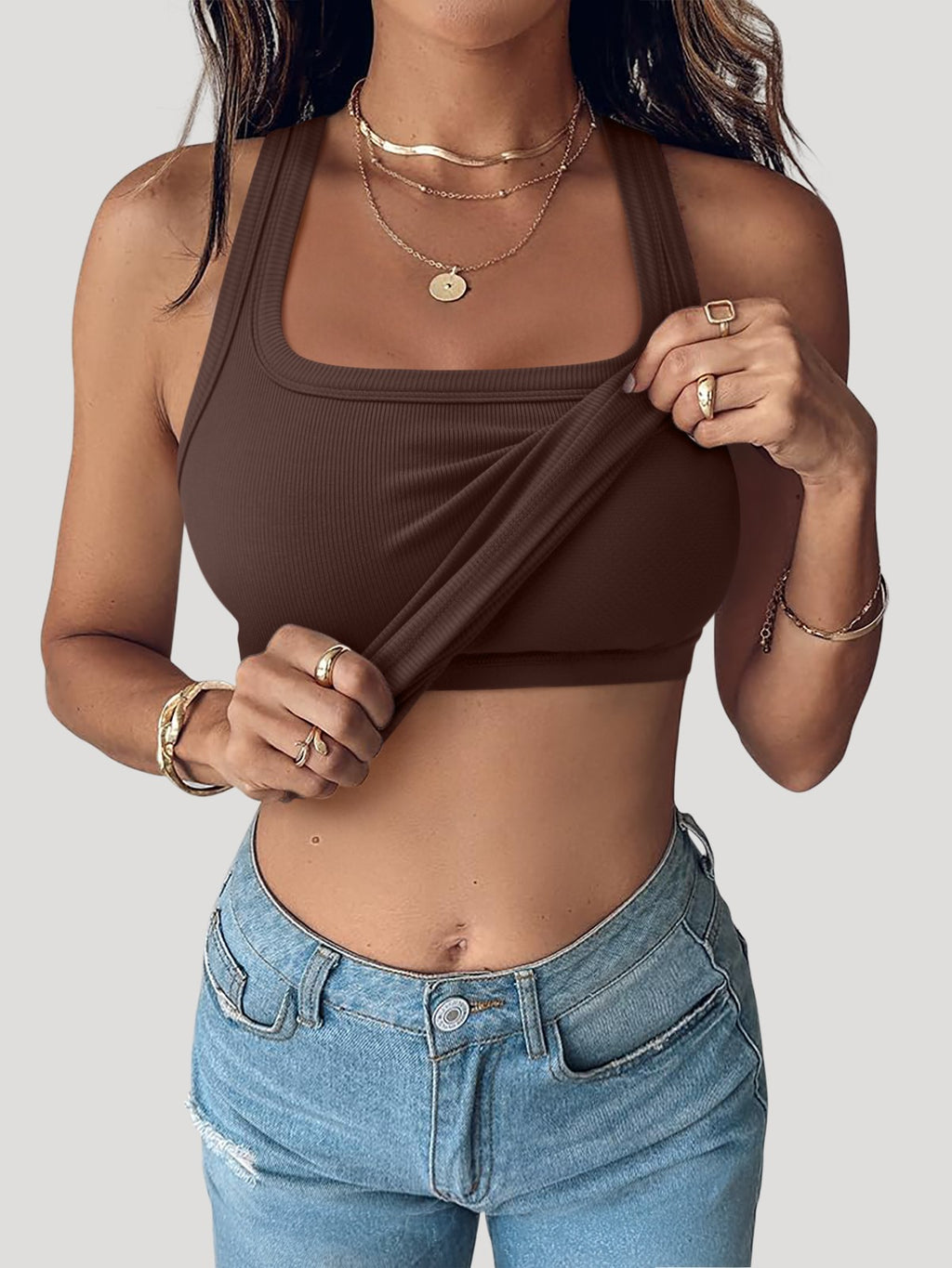 Summer Sleeveless Racerback Casual Ribbed Tops