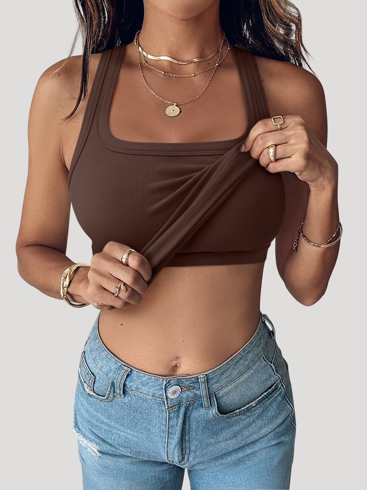 Summer Sleeveless Racerback Casual Ribbed Tops