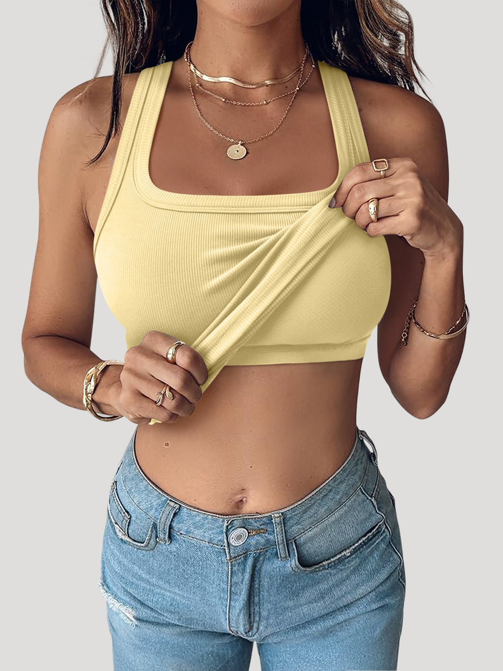 Summer Sleeveless Racerback Casual Ribbed Tops