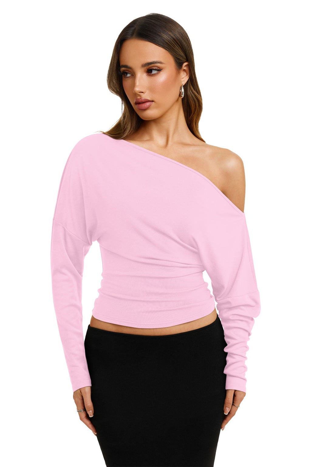 Asymmetrical Off Shoulder Cinched Waist Top