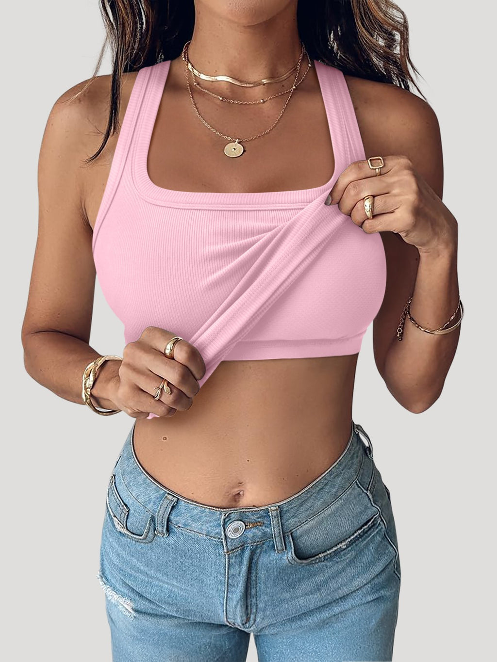 Summer Sleeveless Racerback Casual Ribbed Tops