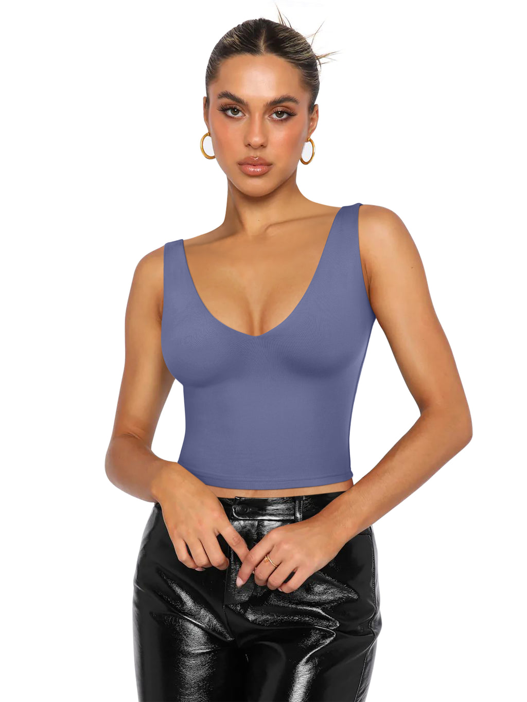 Timeless Charm Deep V Sleeveless Crop Top