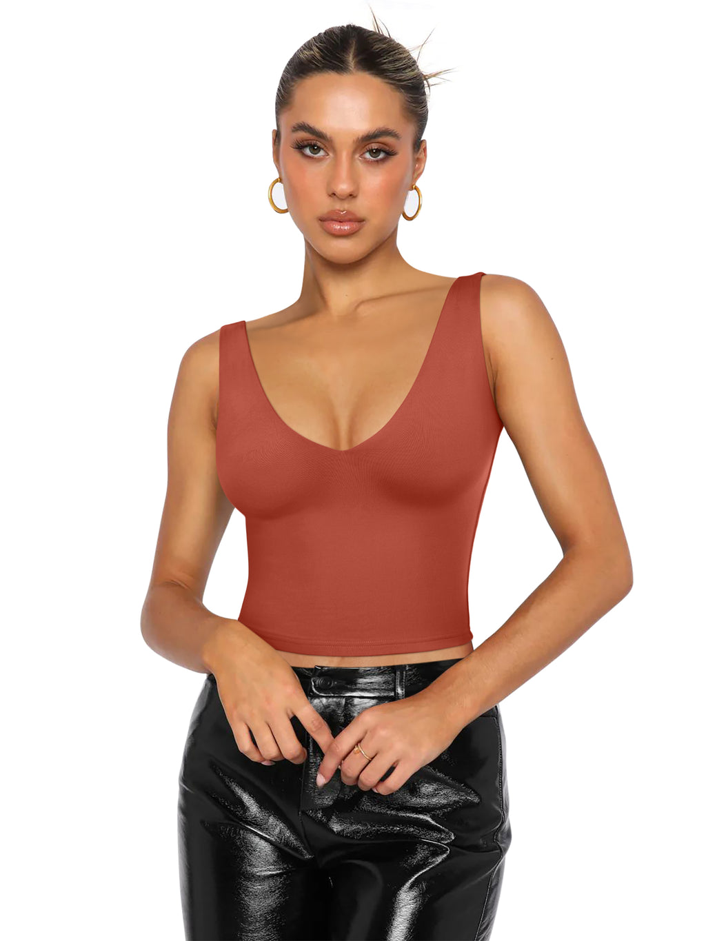 Timeless Charm Deep V Sleeveless Crop Top