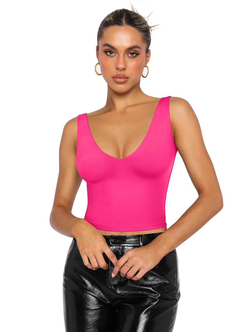 Timeless Charm Deep V Sleeveless Crop Top