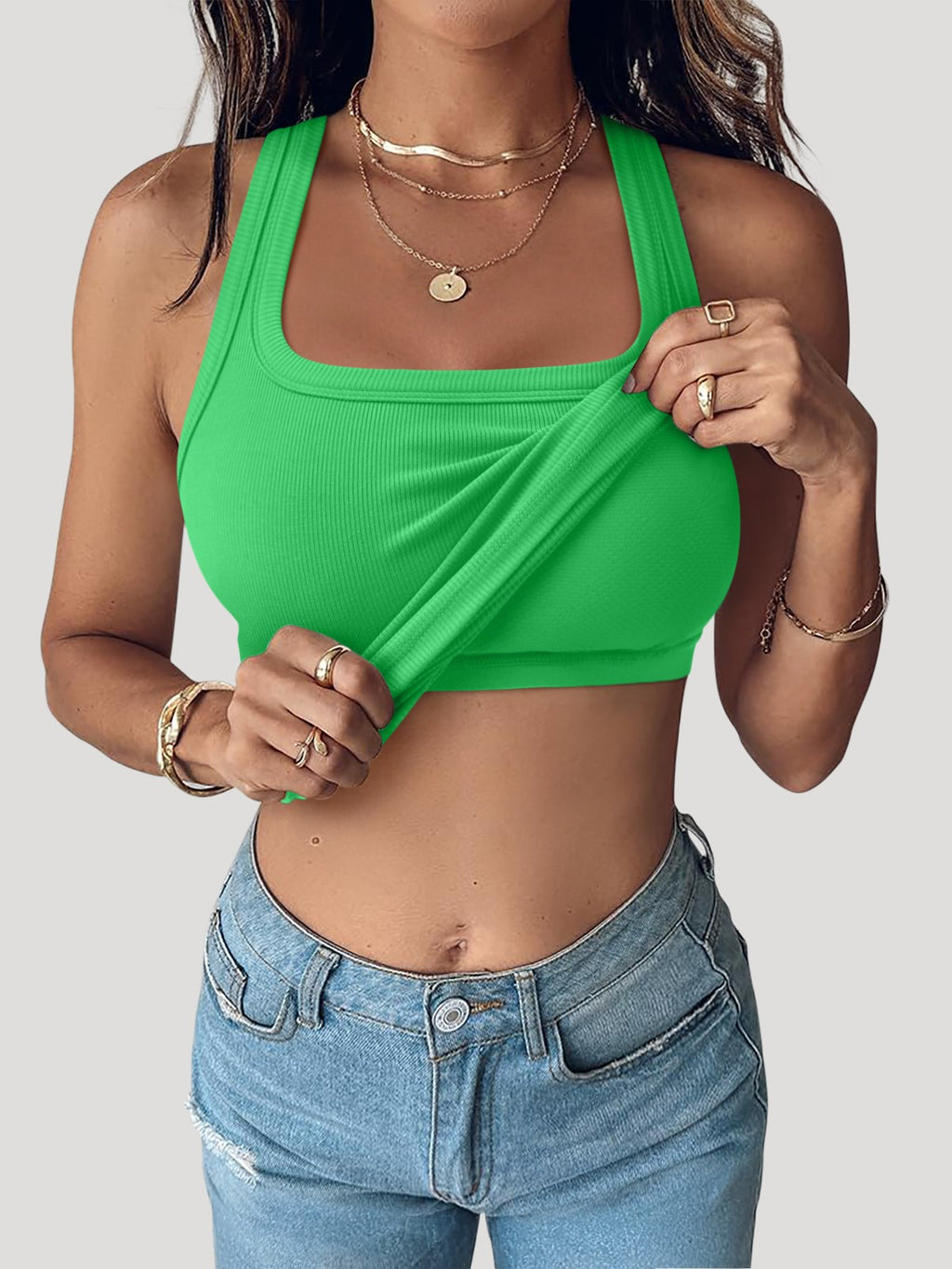 Summer Sleeveless Racerback Casual Ribbed Tops