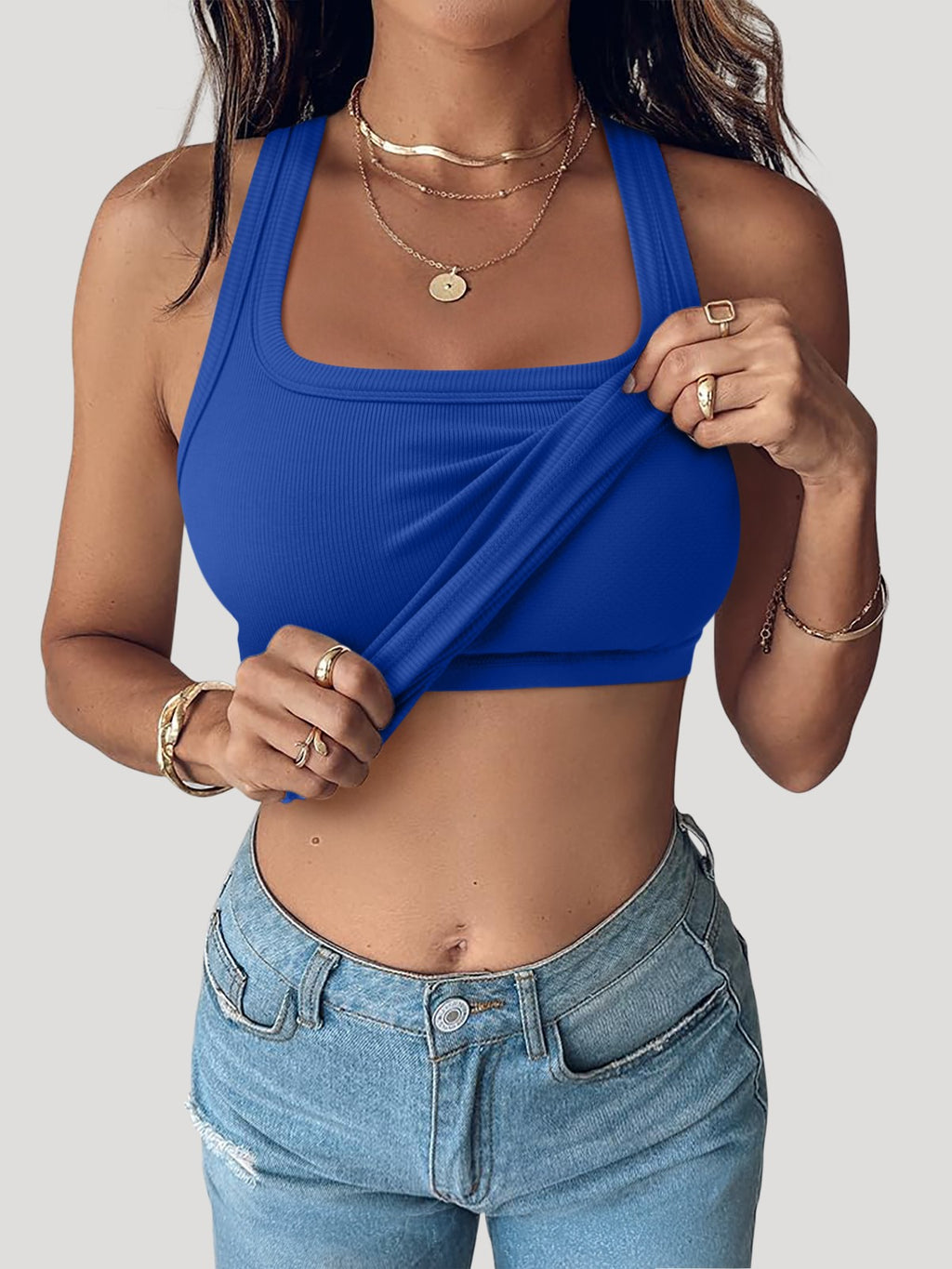 Summer Sleeveless Racerback Casual Ribbed Tops