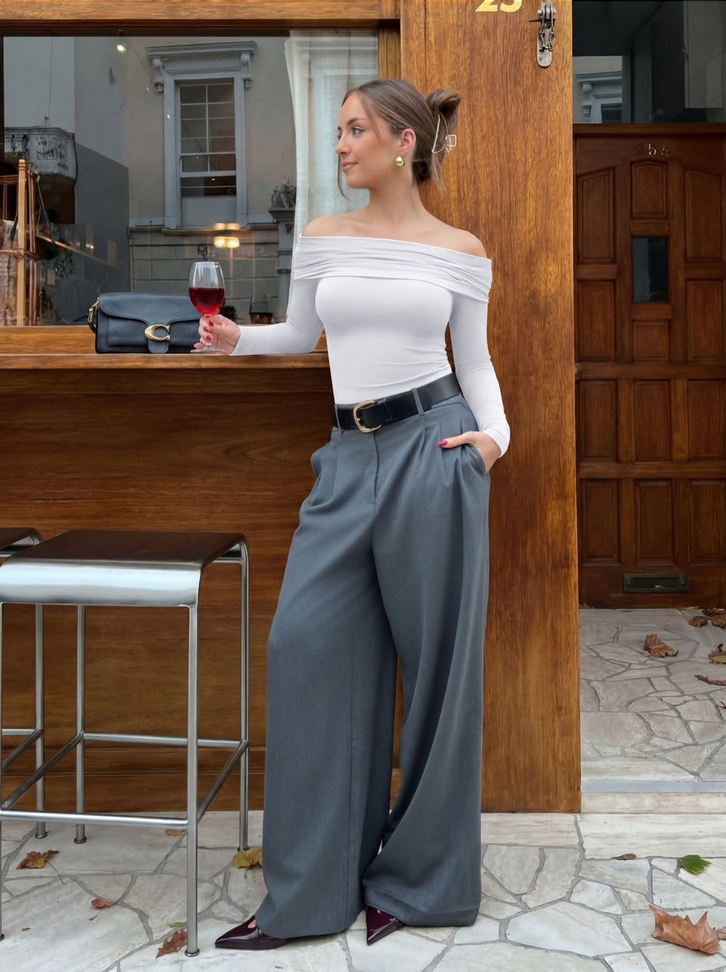 Off Shoulder Long Sleeve Mesh Slim Fit Double Lined Top