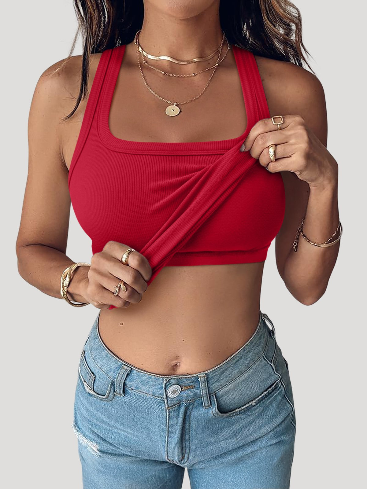 Summer Sleeveless Racerback Casual Ribbed Tops