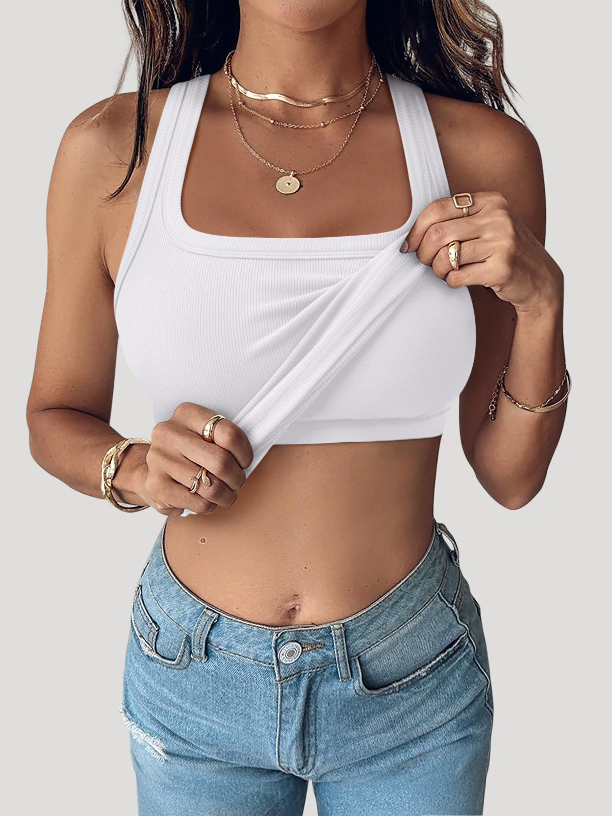 Summer Sleeveless Racerback Casual Ribbed Tops