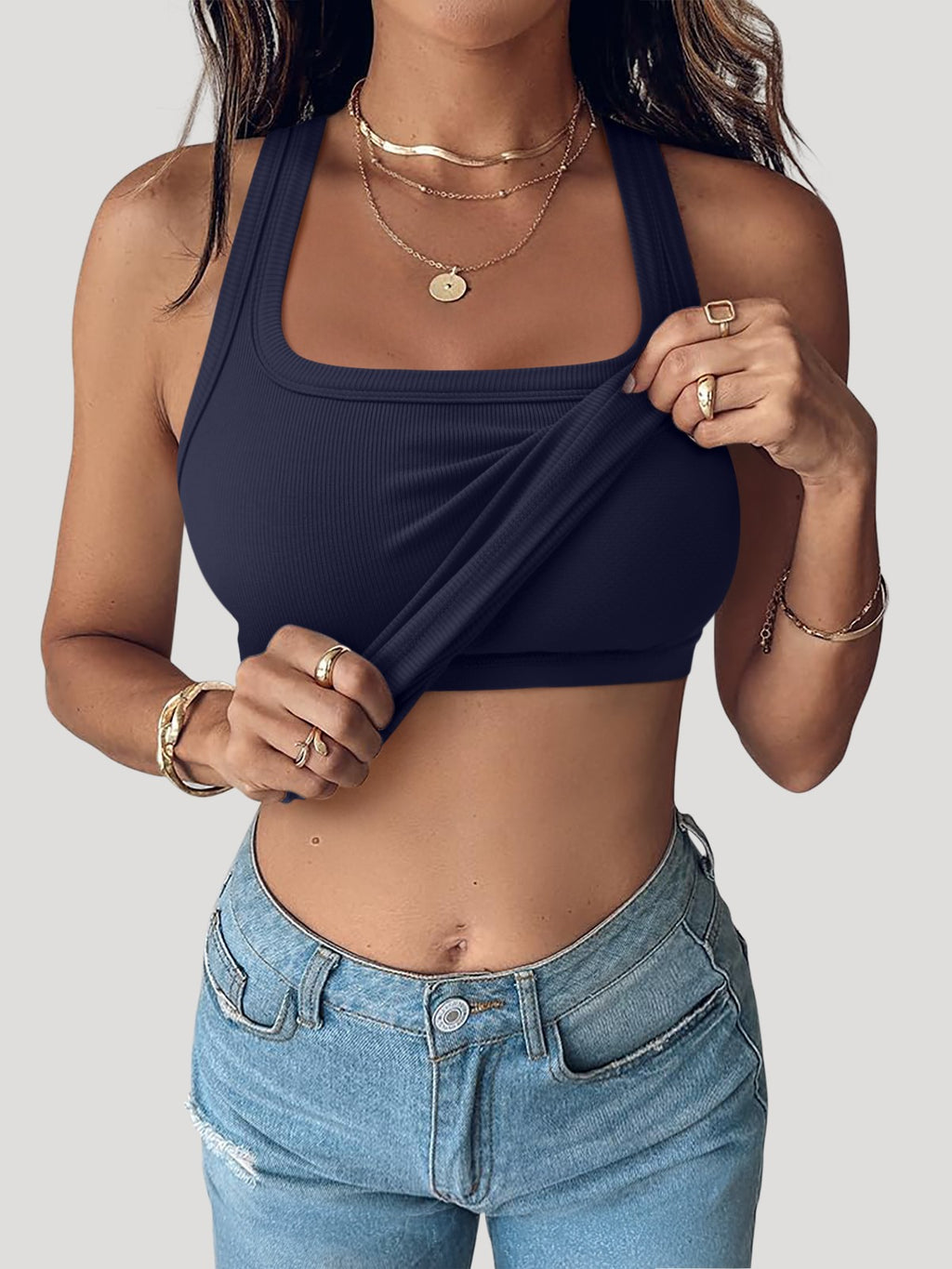 Summer Sleeveless Racerback Casual Ribbed Tops