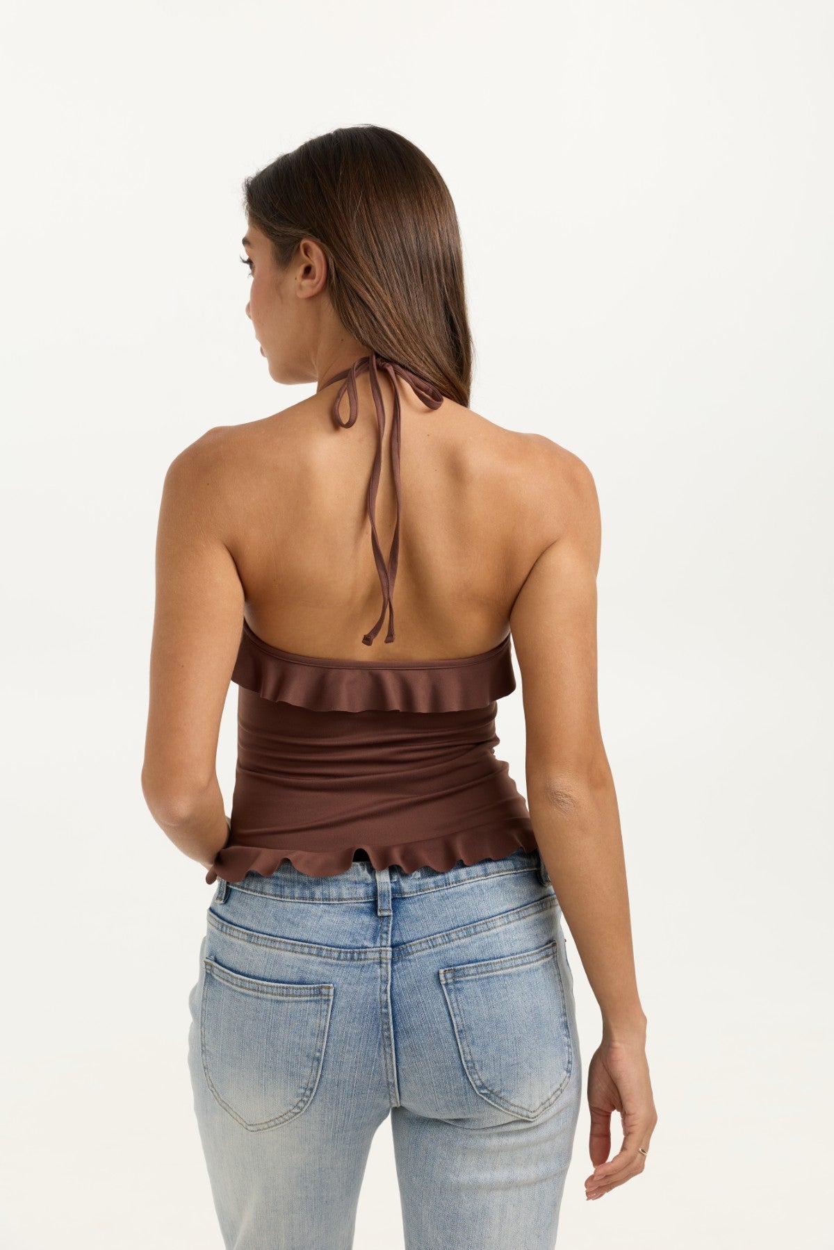Ruffle Trim Strap Top
