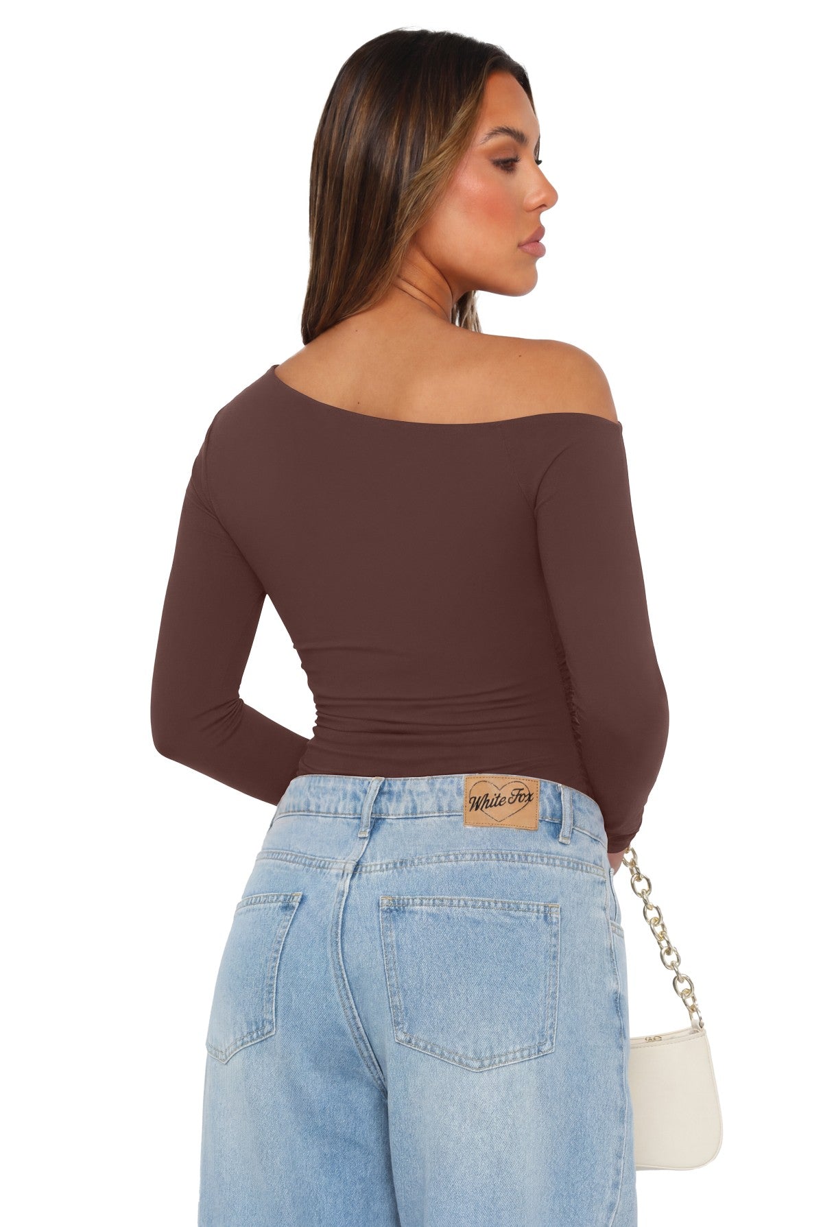 Off the Shoulder Long Sleeve Side Ruched Bodysuit