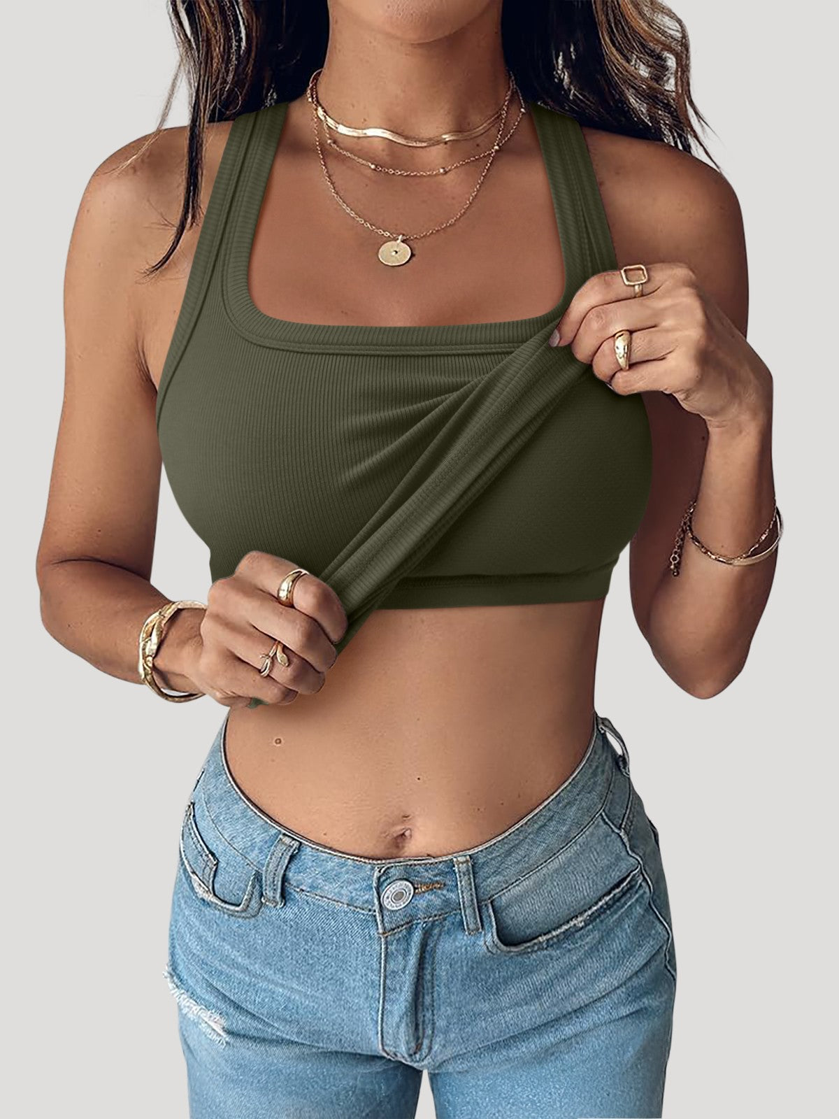Summer Sleeveless Racerback Casual Ribbed Tops