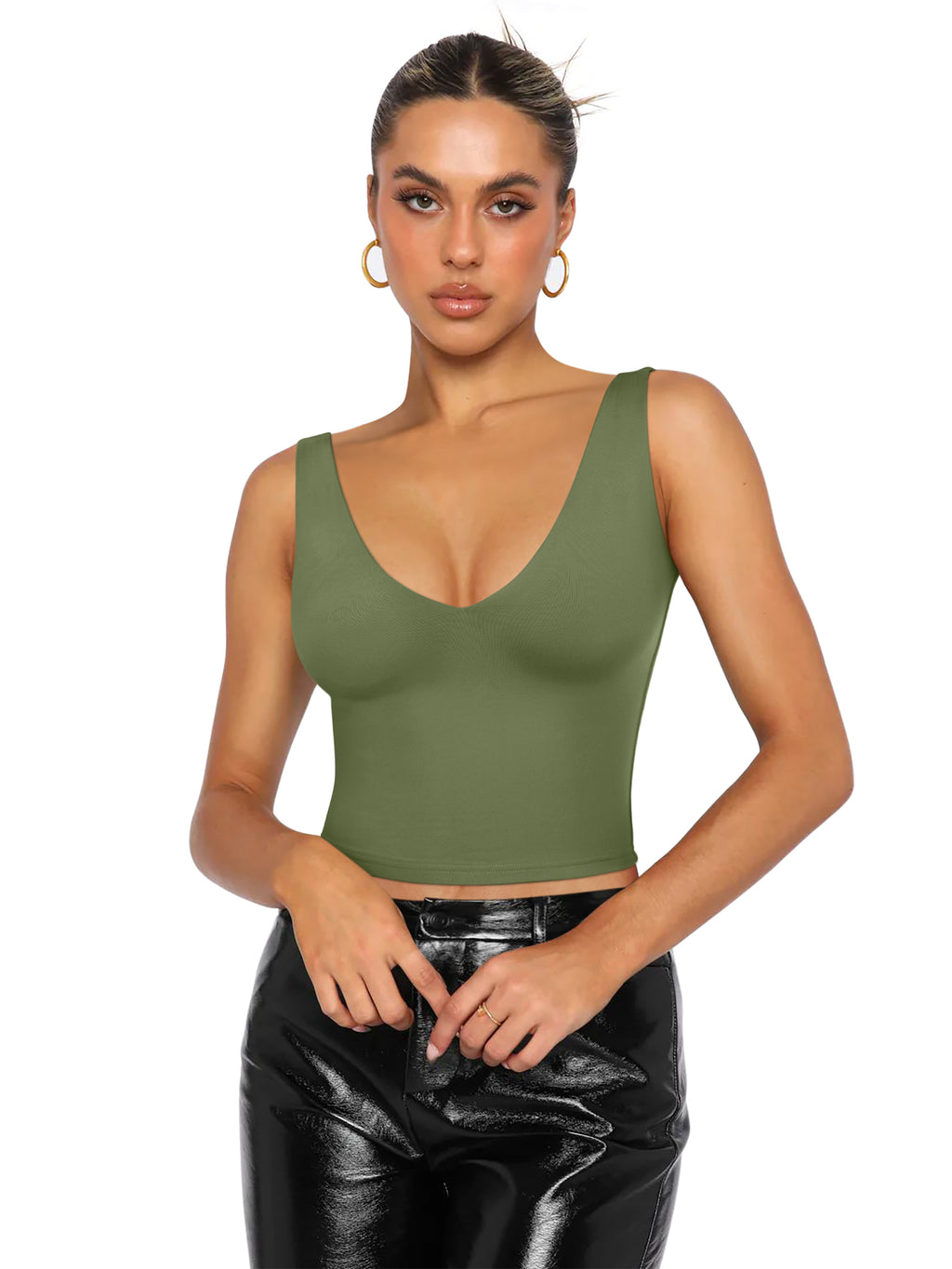Timeless Charm Deep V Sleeveless Crop Top
