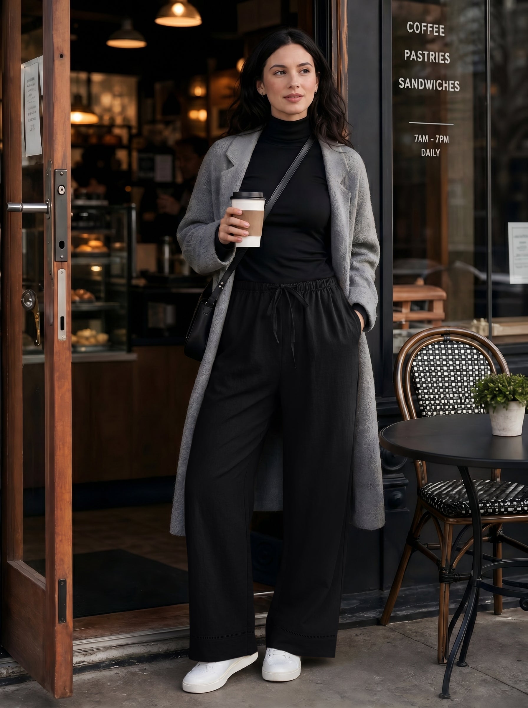REORIA Women's Wide Leg Palazzo Pants | Drawstring Elastic Waist with Pockets