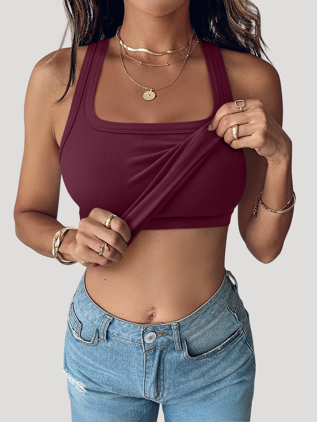 Summer Sleeveless Racerback Casual Ribbed Tops