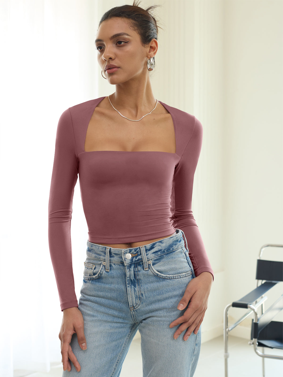 Midnight Horizon Square Neck Crop Top