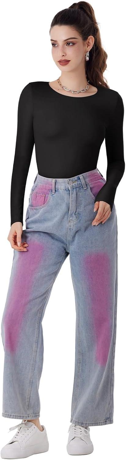 Round Neck Basics Y2K Tops Layering Slim Fitted Top - REORIA