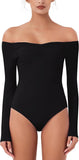 Seductive Off-Shoulder Long Sleeve Bodysuit - REORIA