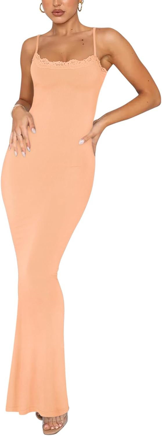 Lace Slip Lounge Long Dress