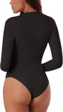 Refined Contour Ruched Bodysuit with Thumbholes - REORIA