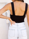 Tranquil Shores Square Neck Bodysuits Tops - REORIA