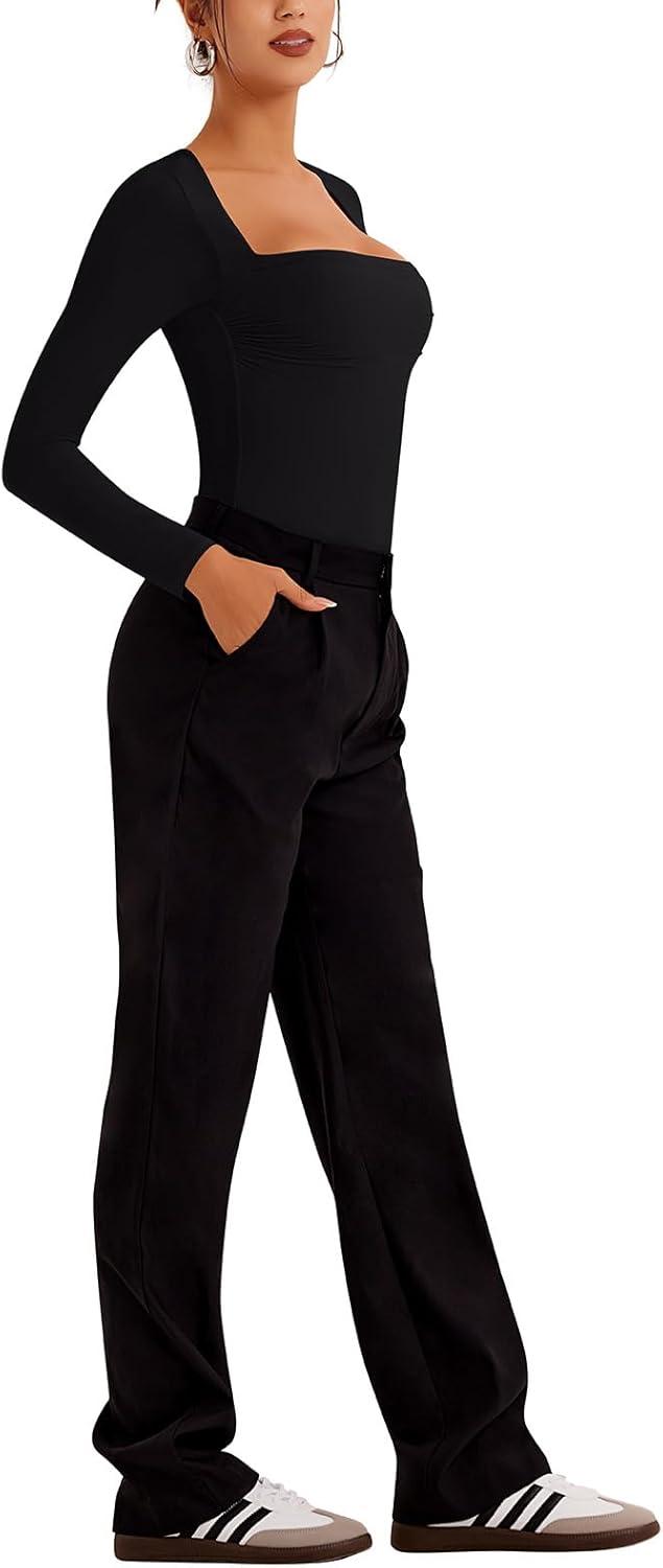 Sculpted Allure Long Sleeve Square Neck Bodysuit - REORIA